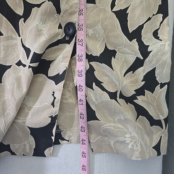 Wild Dress Black Beige Floral Front Button Midi Dress Size‎ 9/10 Medium Retro - Picture 5 of 9